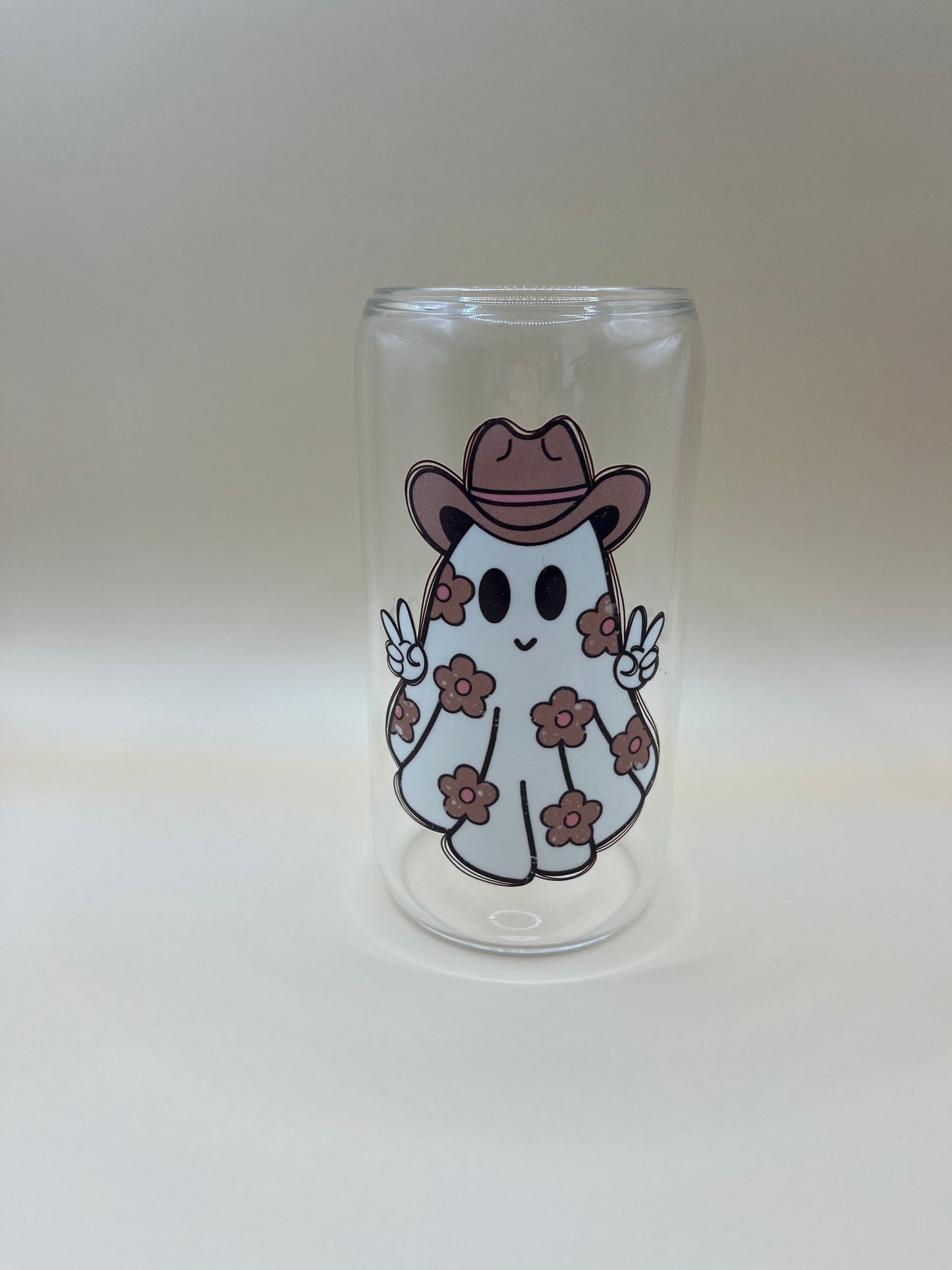 Cow Girl Ghost Iced Coffee Glass