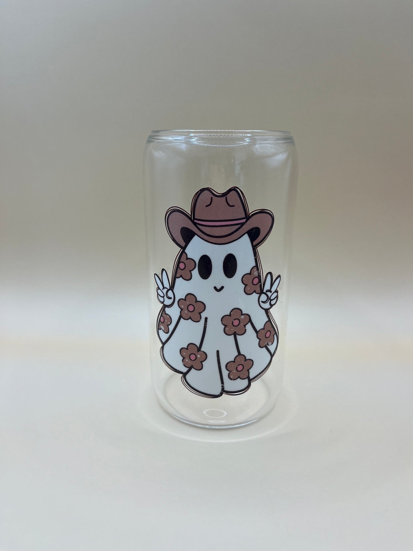 Cow Girl Ghost Iced Coffee Glass