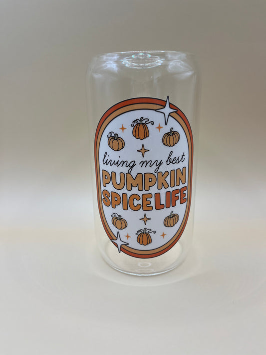 Pumpkin Spiced Life Iced Coffee Glass