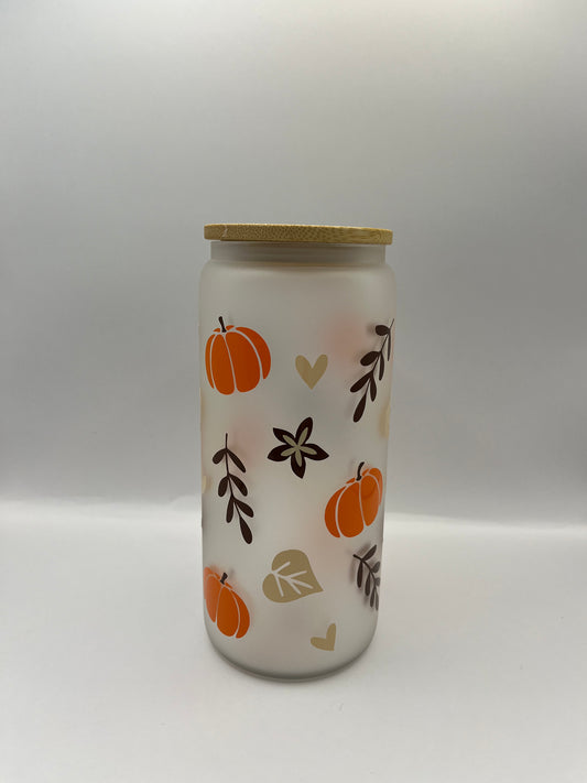 Pumpkin Frosted 20oz Glass Tumbler